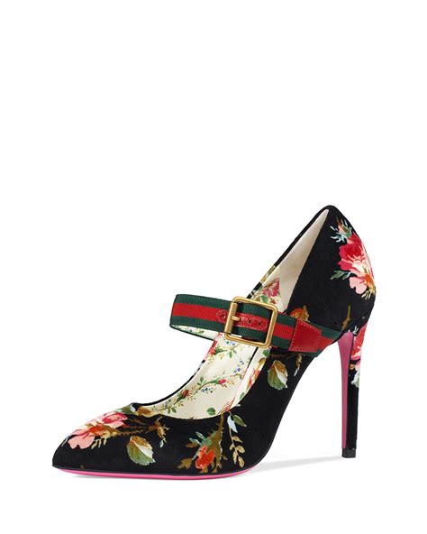 gucci sylvie pump floral|Gucci 105mm Sylvie Pump With Web Strap .